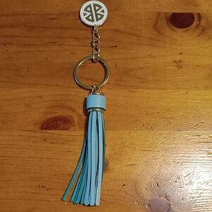 Blue Tassel Keychain With Gold Accents